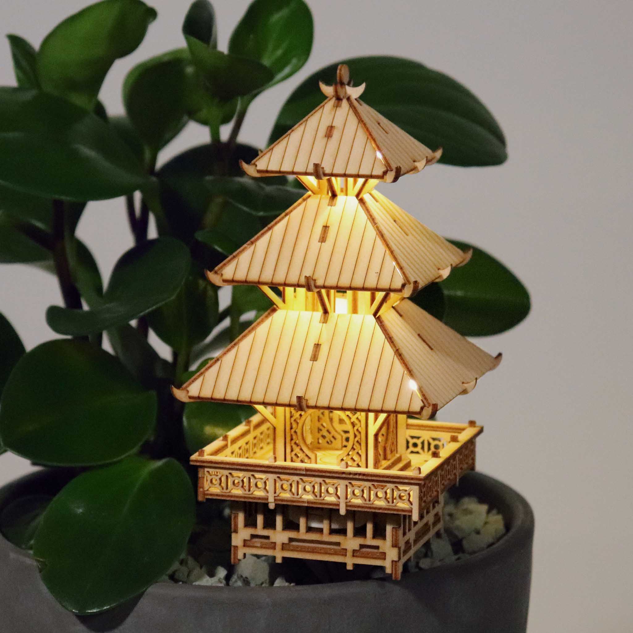 Tiny Treehouses – Temple Of Serenity DIY Model Kit with LED Lights