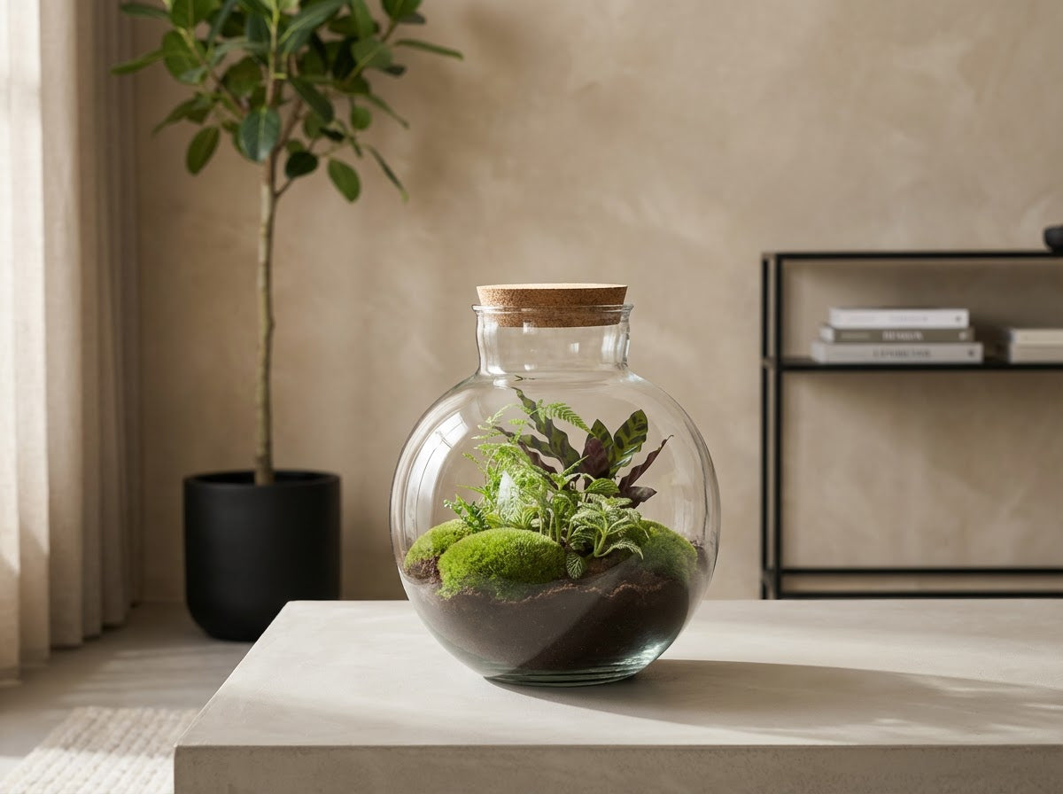 Bolder Bob - Terrarium with light - Bottle garden DIY kit - Ø 31 cm ↑ 30 cm