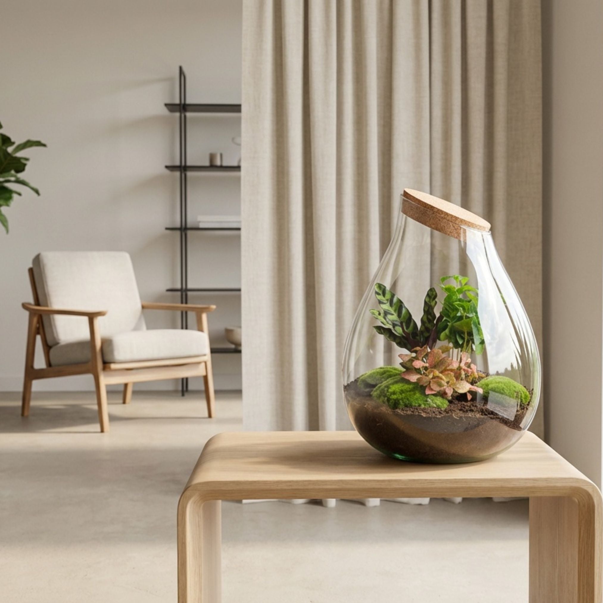 Drop XXL Red - Terrarium with cork - Bottle garden DIY kit - Ø 34 cm ↑ 43 cm
