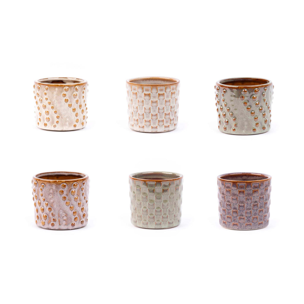 Set of 6 Ceramic Mini Plant Pots (Madrid) – Decorative Indoor Planters