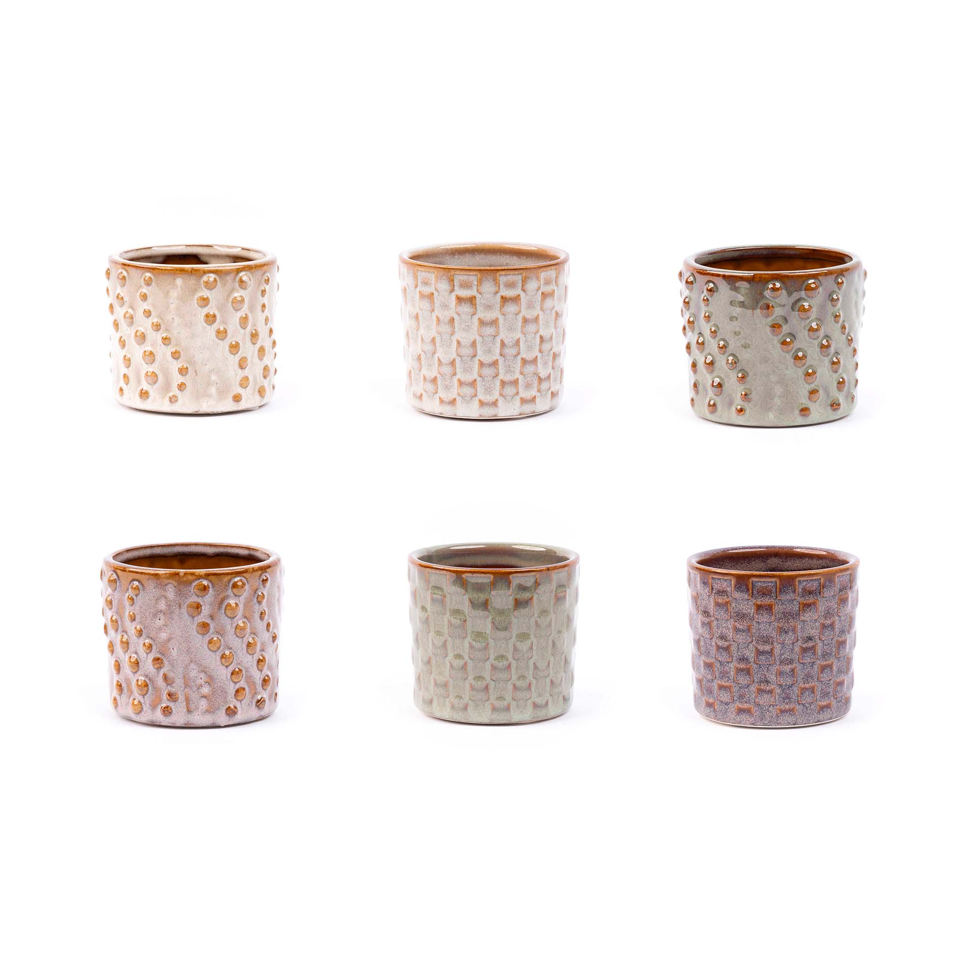 Set of 6 Ceramic Mini Plant Pots (Madrid) – Decorative Indoor Planters