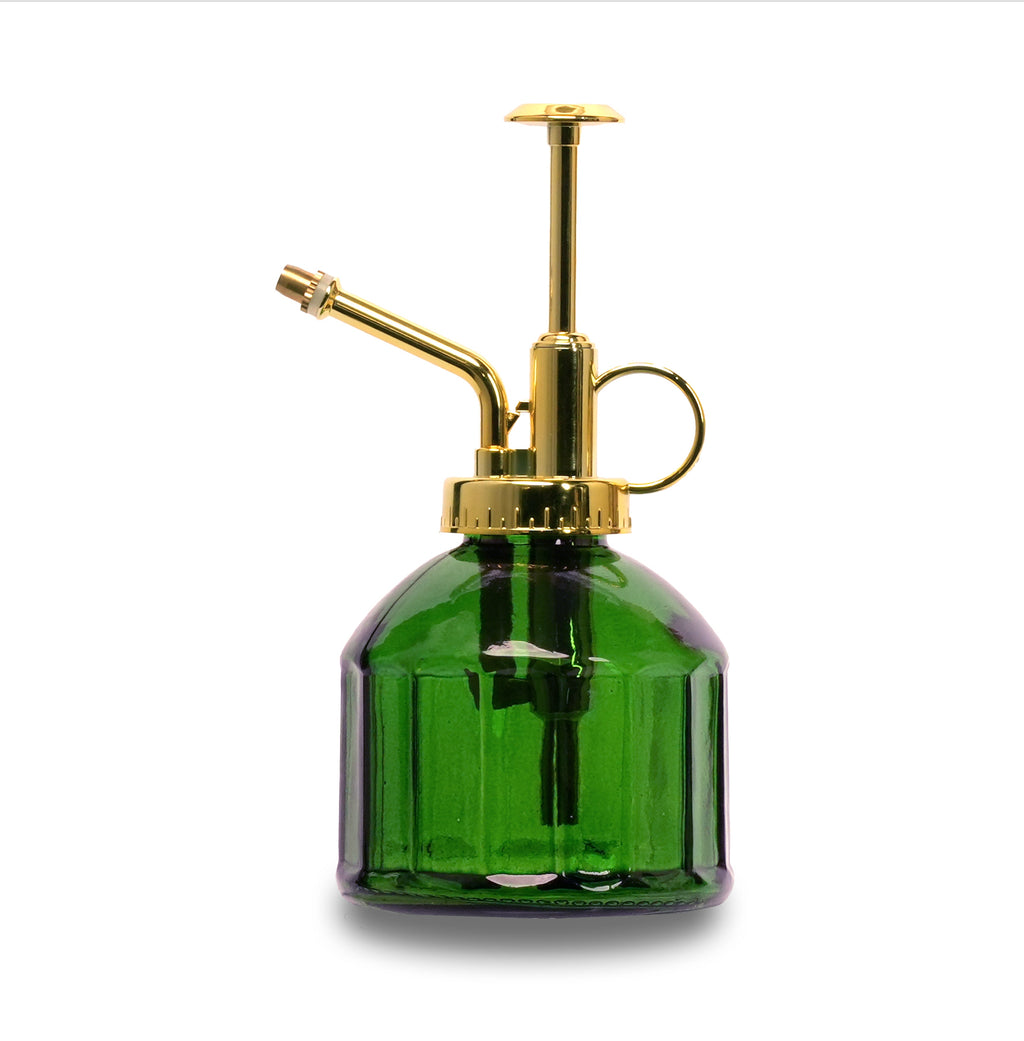 Plant Mister Green Glass 250 ml – Glass Plant Sprayer with Golden Pump