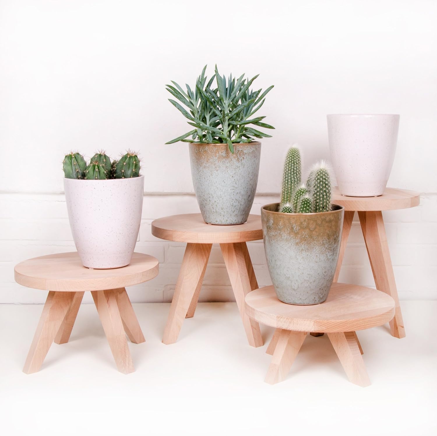 Tibbe Wooden Plant Stand 12 cm – Compact Indoor Plant Display